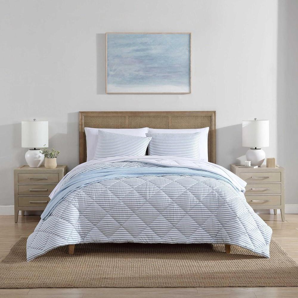imageNautica  TwinTwin XL Comforter Set Soft Brushed Bedding with a Relaxed Feel for YearRound Use 2 Piece Bed Set with Matching Pillowcase Heathered Block GreyWindsor Blue