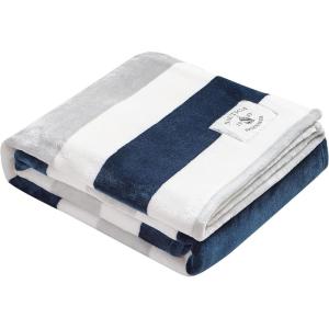 Nautica – Throw Blanket, Super Soft & Cozy Fleece Blanket, Lightweight Plush Bedding for Couch & Bed (Awning Stripe Navy, 50′ x 60′)(Awning Stripe Navy/White)