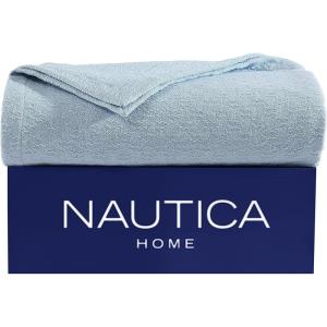 Nautica – Twin Blanket, Cotton Woven Bedding, Medium-Weight for All Seasons, Ideal Dorm Essentials, Oeko-Tex Certified (Ripple Cove Green)(Ripple Cove Blue)