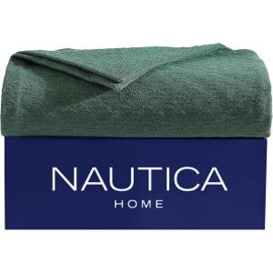 Nautica – Twin Blanket, Cotton Woven Bedding, Medium-Weight for All Seasons, Ideal Dorm Essentials, Oeko-Tex Certified (Ripple Cove Green)(Ripple Cove Green)