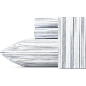 Nautica – Twin Sheet Set, Cotton Percale Bedding Set, Crisp & Cool, Lightweight & Breathable (Brenton Stripe Navy Blue, Twin)(Beaux Stripe Navy)