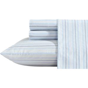 Nautica – Twin Sheet Set, Cotton Percale Bedding Set, Crisp & Cool, Lightweight & Breathable (Brenton Stripe Navy Blue, Twin)(Camp Stripe Blue)