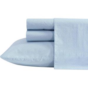 Nautica – Twin Sheet Set, Cotton Percale Bedding Set, Crisp & Cool, Lightweight & Breathable (Brenton Stripe Navy Blue, Twin)(Geo Floral Blue)