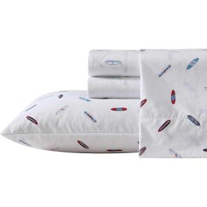 Nautica – Twin Sheet Set, Cotton Percale Bedding Set, Crisp & Cool, Lightweight & Breathable (Brenton Stripe Navy Blue, Twin)(High Surf)