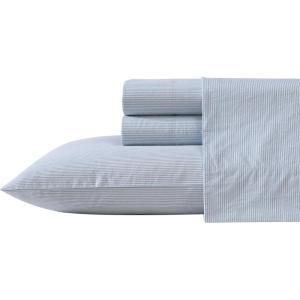 Nautica – Twin Sheet Set, Cotton Percale Bedding Set, Crisp & Cool, Lightweight & Breathable (Brenton Stripe Navy Blue, Twin)(Penny Pinstripe Blue)