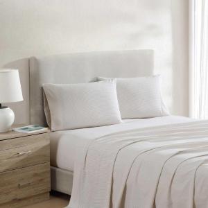 Nautica – Twin Sheet Set, Cotton Percale Bedding Set, Crisp & Cool, Lightweight & Breathable (Brenton Stripe Navy Blue, Twin)(Penny Pinstripe Brown)