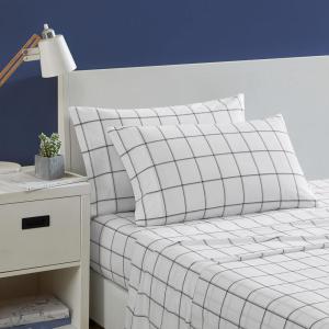 Nautica – Twin Sheet Set, Cotton Percale Bedding Set, Crisp & Cool, Lightweight & Breathable (Brenton Stripe Navy Blue, Twin)(Plot Black)