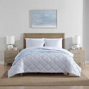 Nautica – Twin/Twin XL Comforter Set, Soft Brushed Bedding with a Relaxed Feel for Year-Round Use, 2 Piece Bed Set with Matching Pillowcase (Heathered Block Grey)(Windsor Blue)