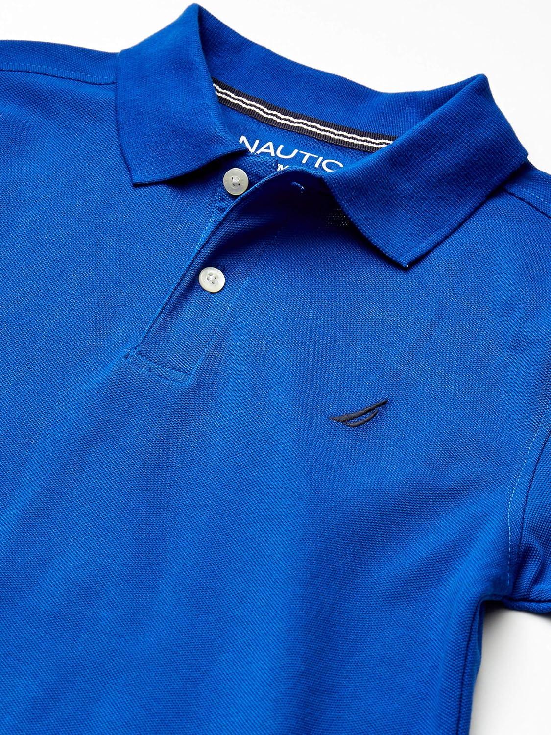 imageNautica Boys Short Sleeve Anchor Polo Button Closure Soft amp Comfortable Pique FabricLegacy Cobalt