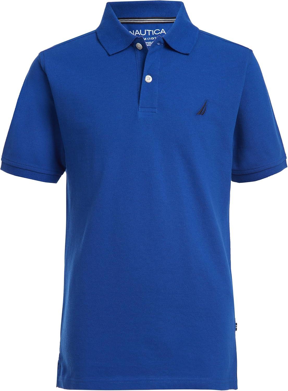 imageNautica Boys Short Sleeve Anchor Polo Button Closure Soft amp Comfortable Pique FabricLegacy Cobalt