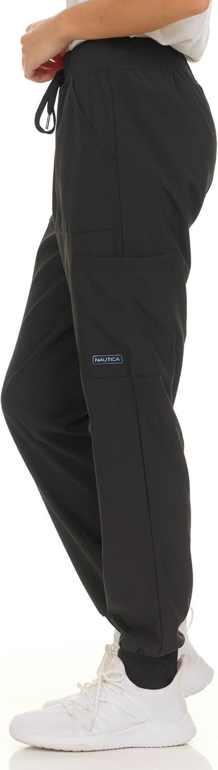 imageNautica Scrub Pants for Women Breathable Drawstring Jogger Scrubs for Women 5 Pocket Stretch Soft Scrub Bottoms for WomanBlack