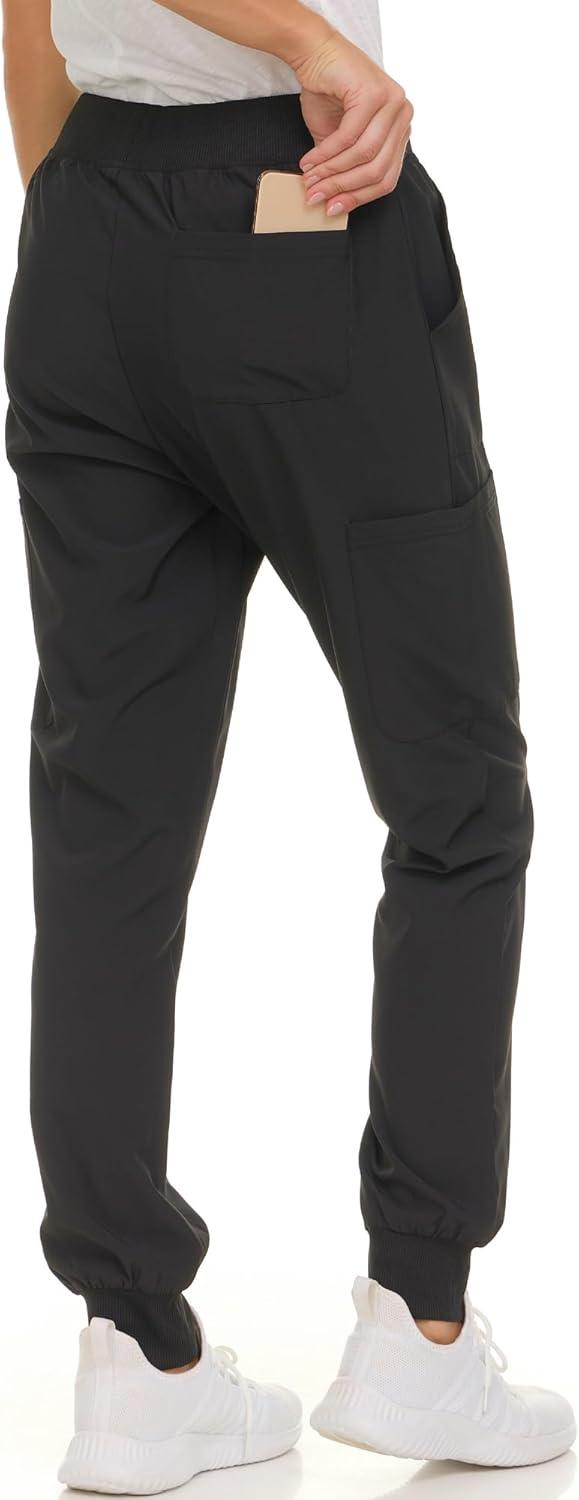 imageNautica Scrub Pants for Women Breathable Drawstring Jogger Scrubs for Women 5 Pocket Stretch Soft Scrub Bottoms for WomanBlack