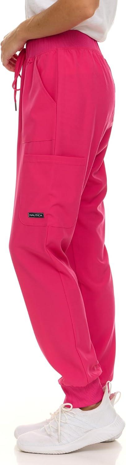 imageNautica Scrub Pants for Women Breathable Drawstring Jogger Scrubs for Women 5 Pocket Stretch Soft Scrub Bottoms for WomanFuschia