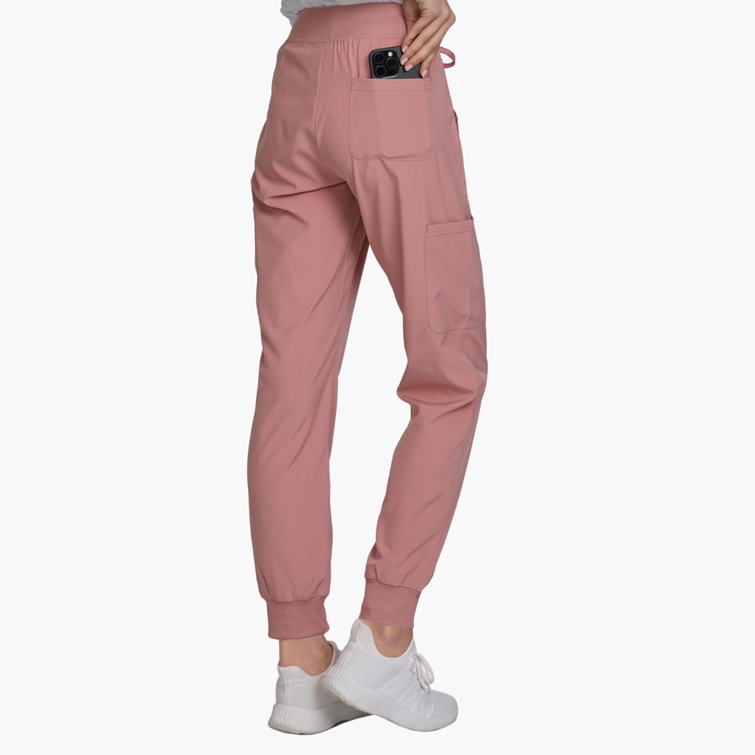 imageNautica Scrub Pants for Women Breathable Drawstring Jogger Scrubs for Women 5 Pocket Stretch Soft Scrub Bottoms for WomanMauve