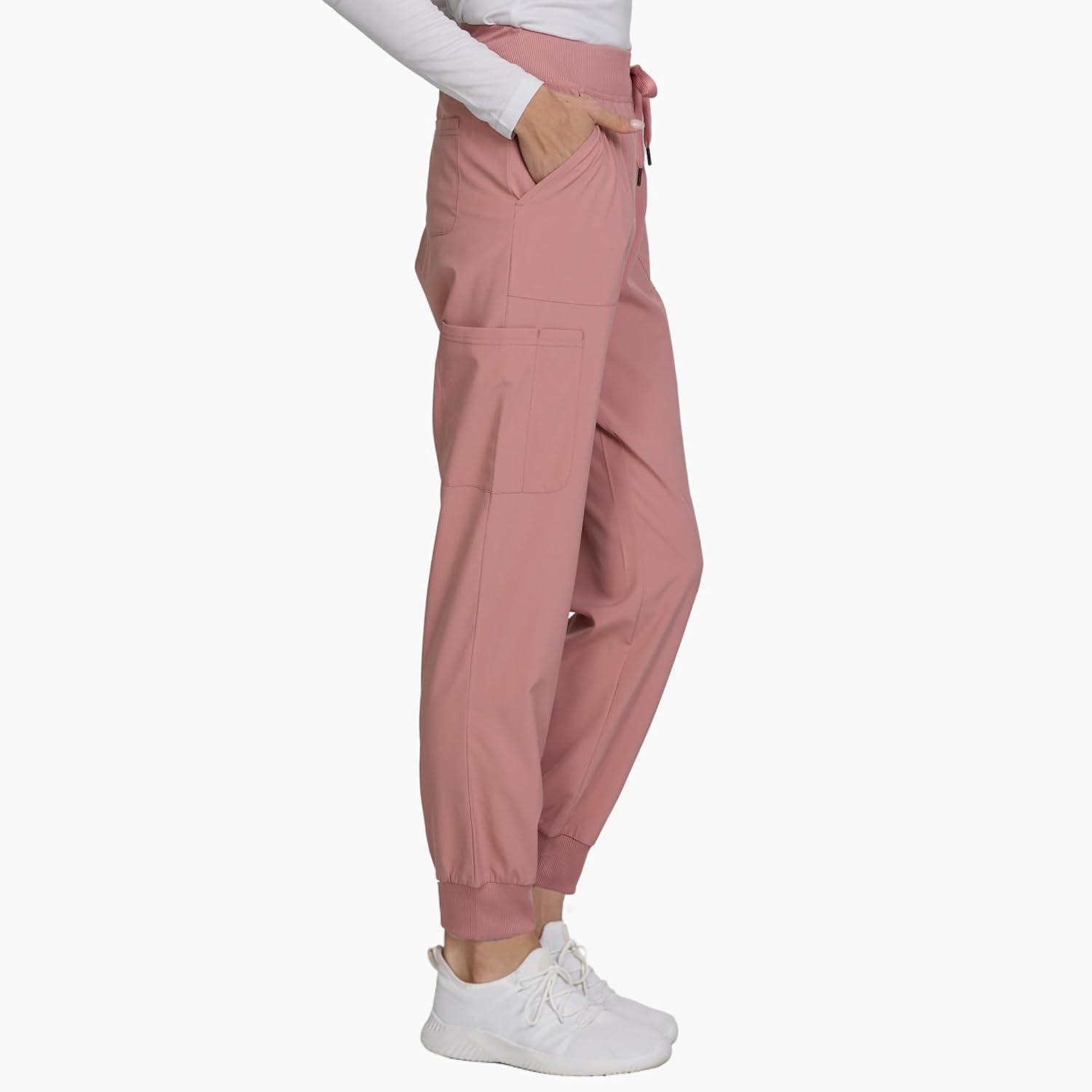 imageNautica Scrub Pants for Women Breathable Drawstring Jogger Scrubs for Women 5 Pocket Stretch Soft Scrub Bottoms for WomanMauve