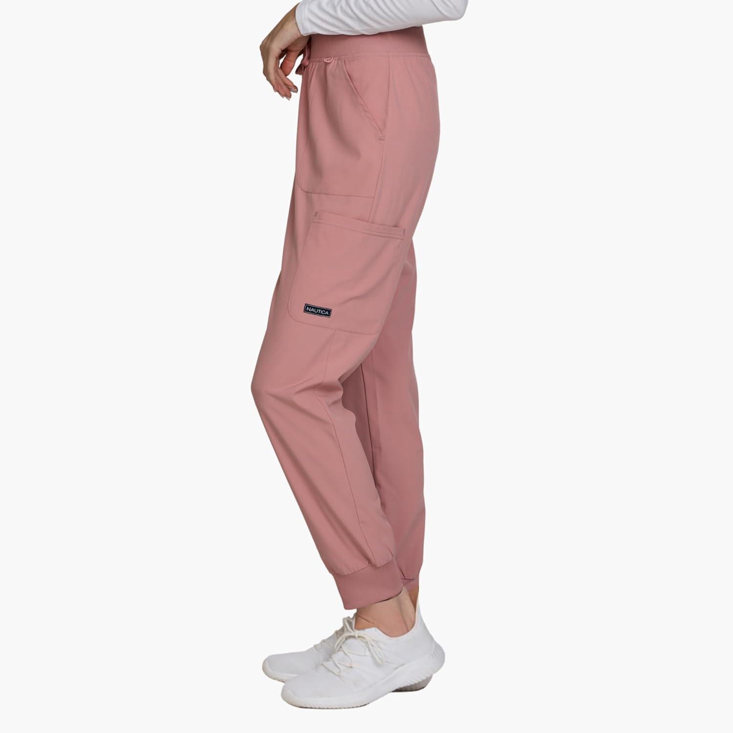 imageNautica Scrub Pants for Women Breathable Drawstring Jogger Scrubs for Women 5 Pocket Stretch Soft Scrub Bottoms for WomanMauve