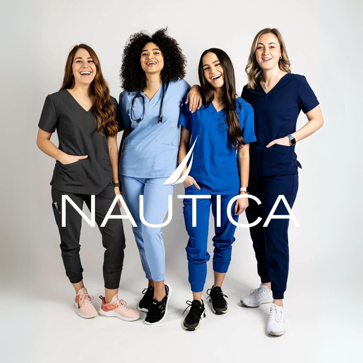 imageNautica Scrub Pants for Women Breathable Drawstring Jogger Scrubs for Women 5 Pocket Stretch Soft Scrub Bottoms for WomanOlive
