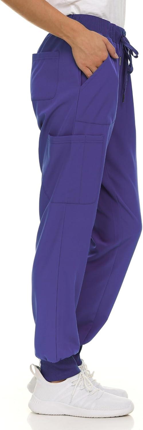 imageNautica Scrub Pants for Women Breathable Drawstring Jogger Scrubs for Women 5 Pocket Stretch Soft Scrub Bottoms for WomanPurple