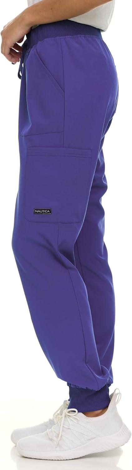 imageNautica Scrub Pants for Women Breathable Drawstring Jogger Scrubs for Women 5 Pocket Stretch Soft Scrub Bottoms for WomanPurple