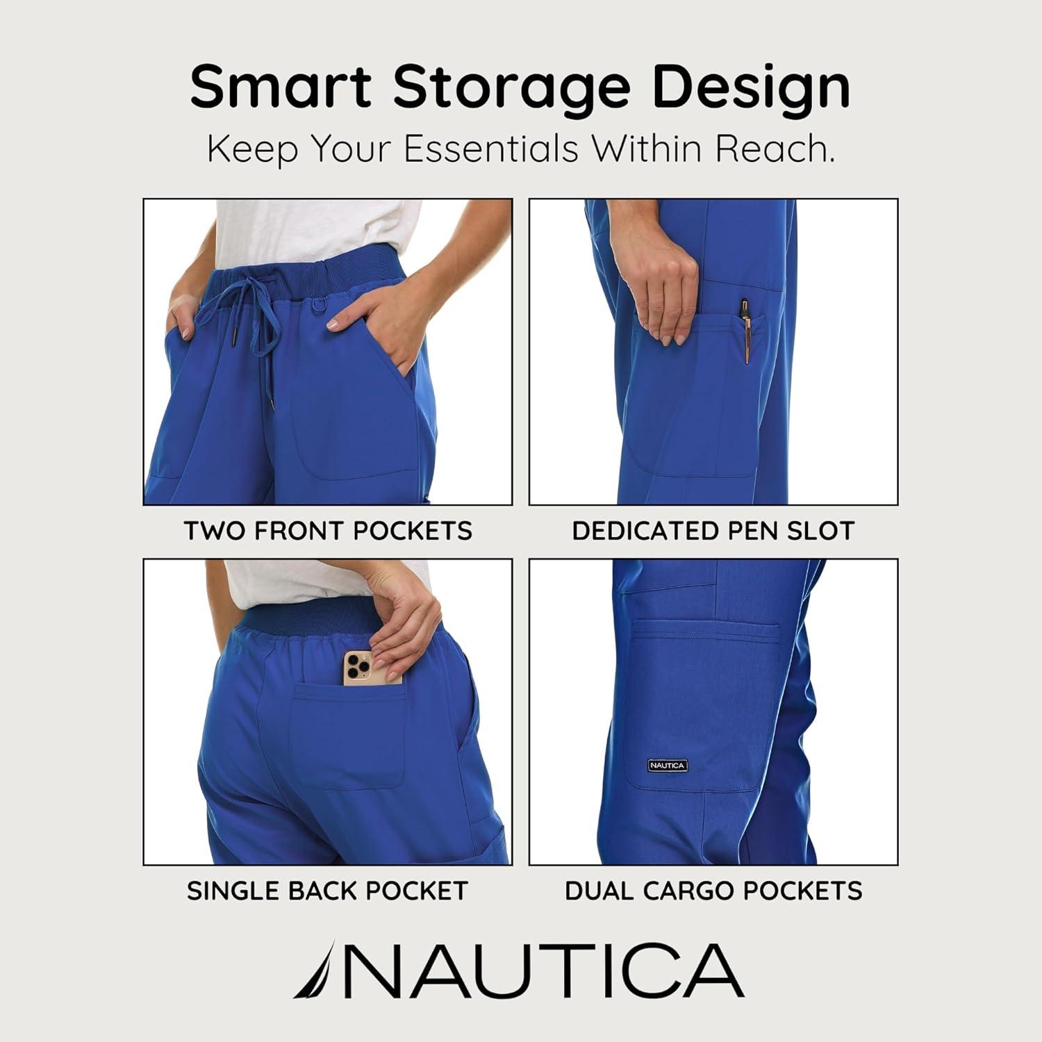 imageNautica Scrub Pants for Women Breathable Drawstring Jogger Scrubs for Women 5 Pocket Stretch Soft Scrub Bottoms for WomanRoyal Blue