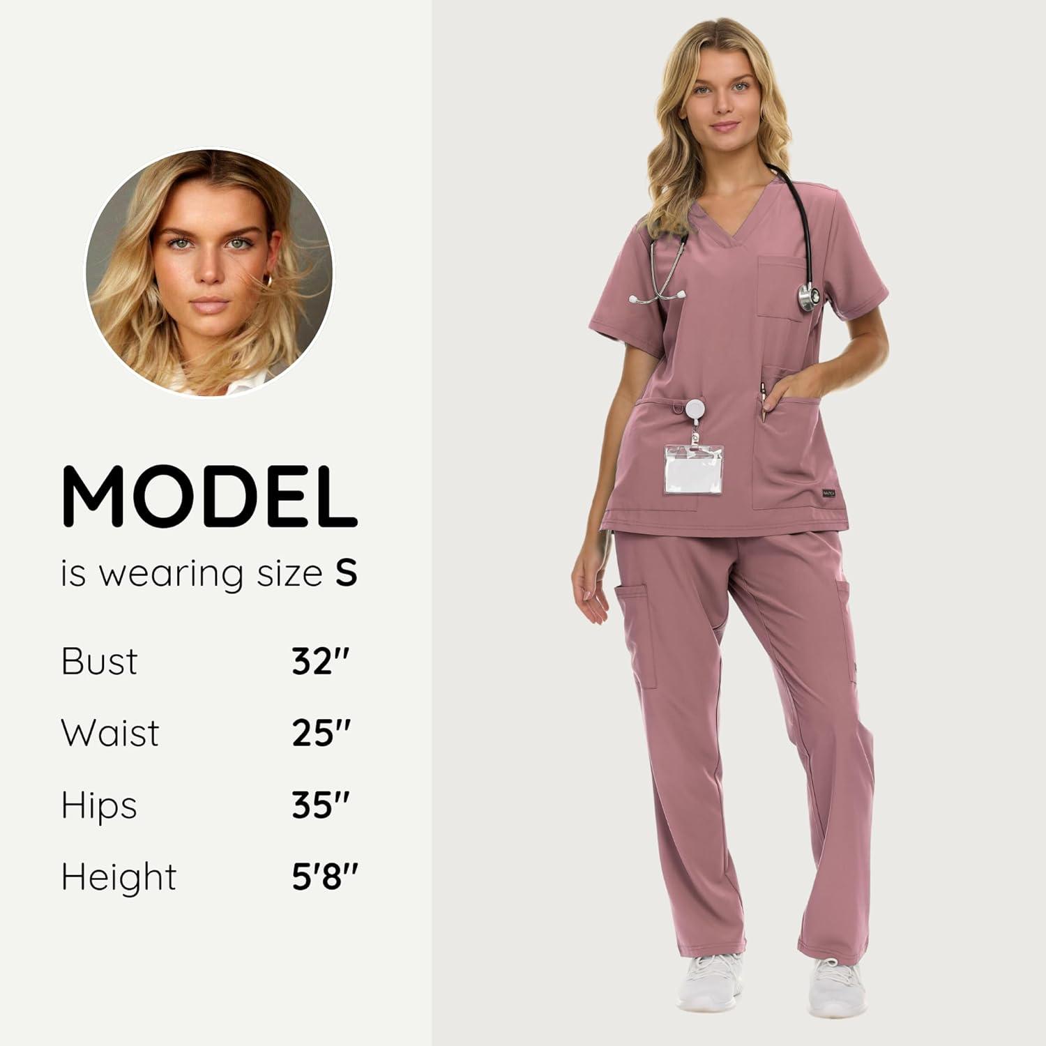 imageNautica Womens Scrub Set 9Pocket Breathable amp Stretchy Pants amp TopsMauve