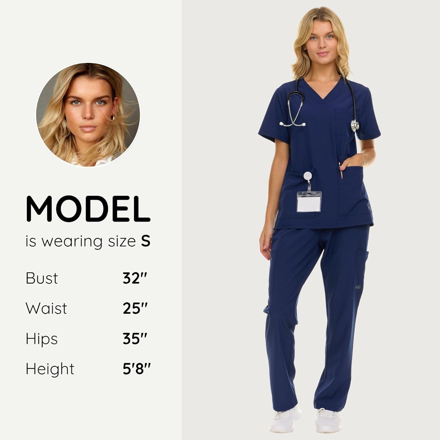 imageNautica Womens Scrub Set 9Pocket Breathable amp Stretchy Pants amp TopsNavy