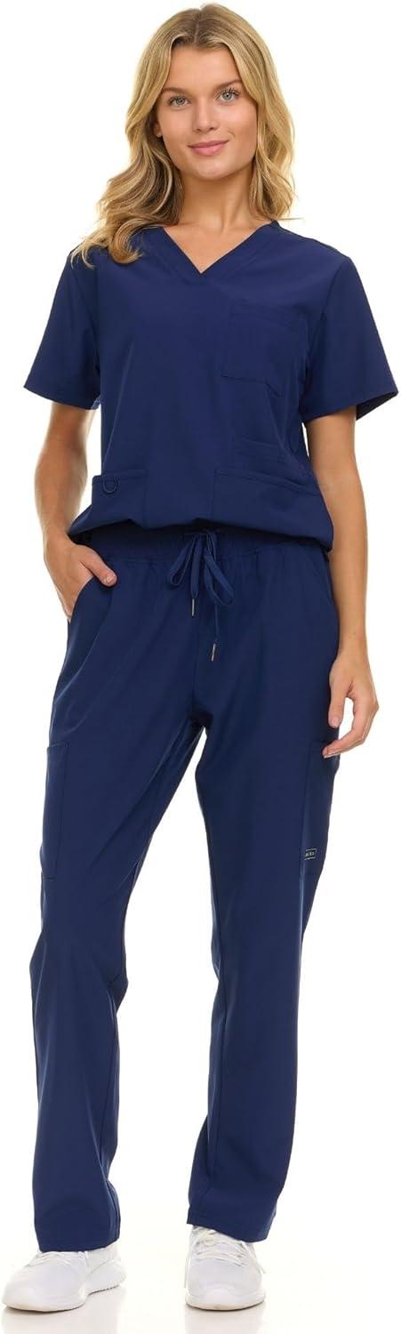 imageNautica Womens Scrub Set 9Pocket Breathable amp Stretchy Pants amp TopsNavy