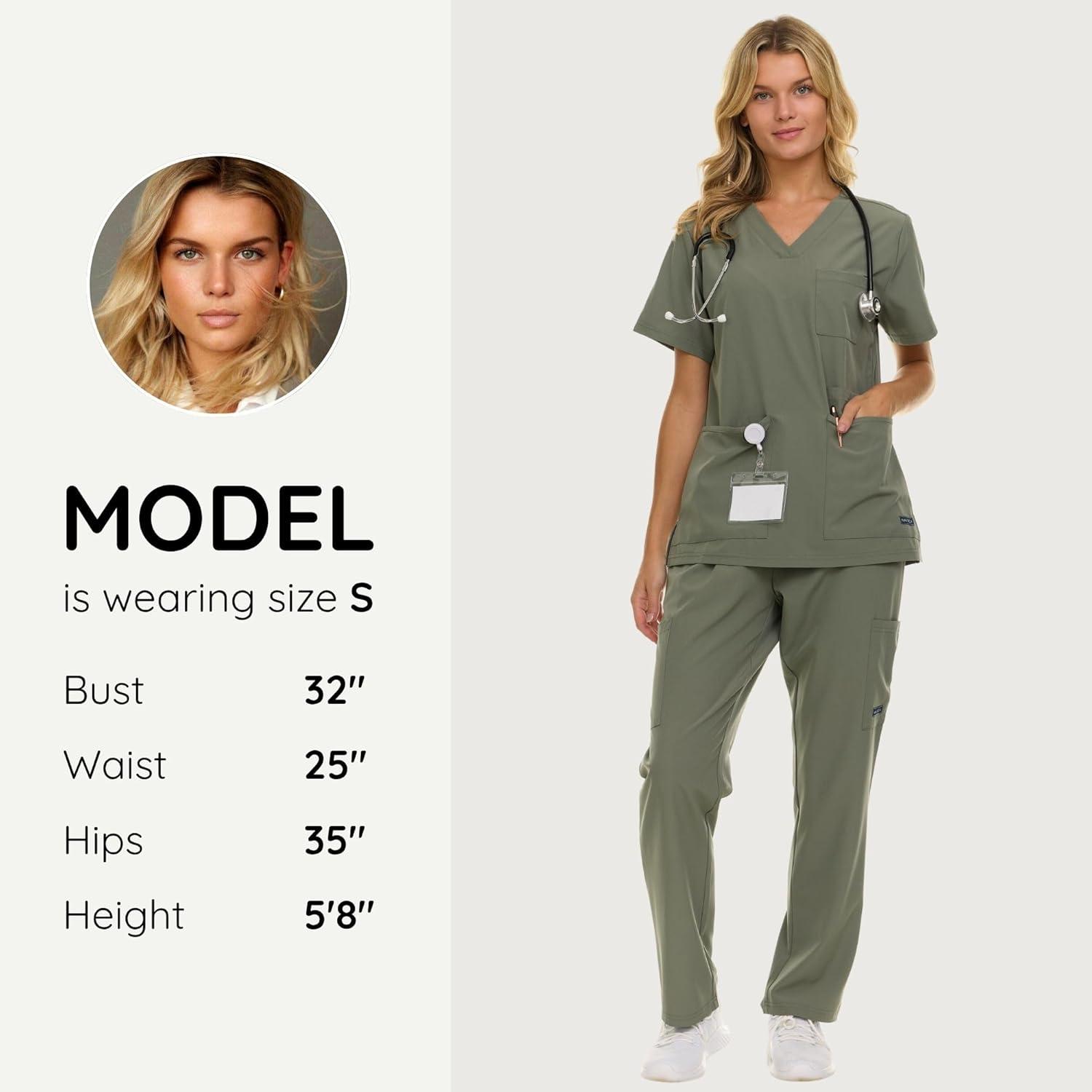 imageNautica Womens Scrub Set 9Pocket Breathable amp Stretchy Pants amp TopsOlive