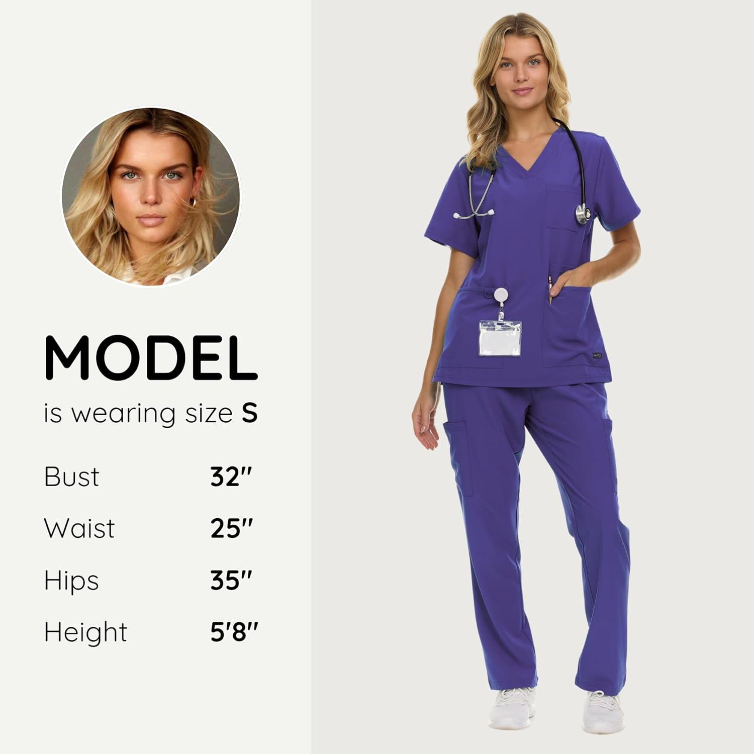 imageNautica Womens Scrub Set 9Pocket Breathable amp Stretchy Pants amp TopsPurple