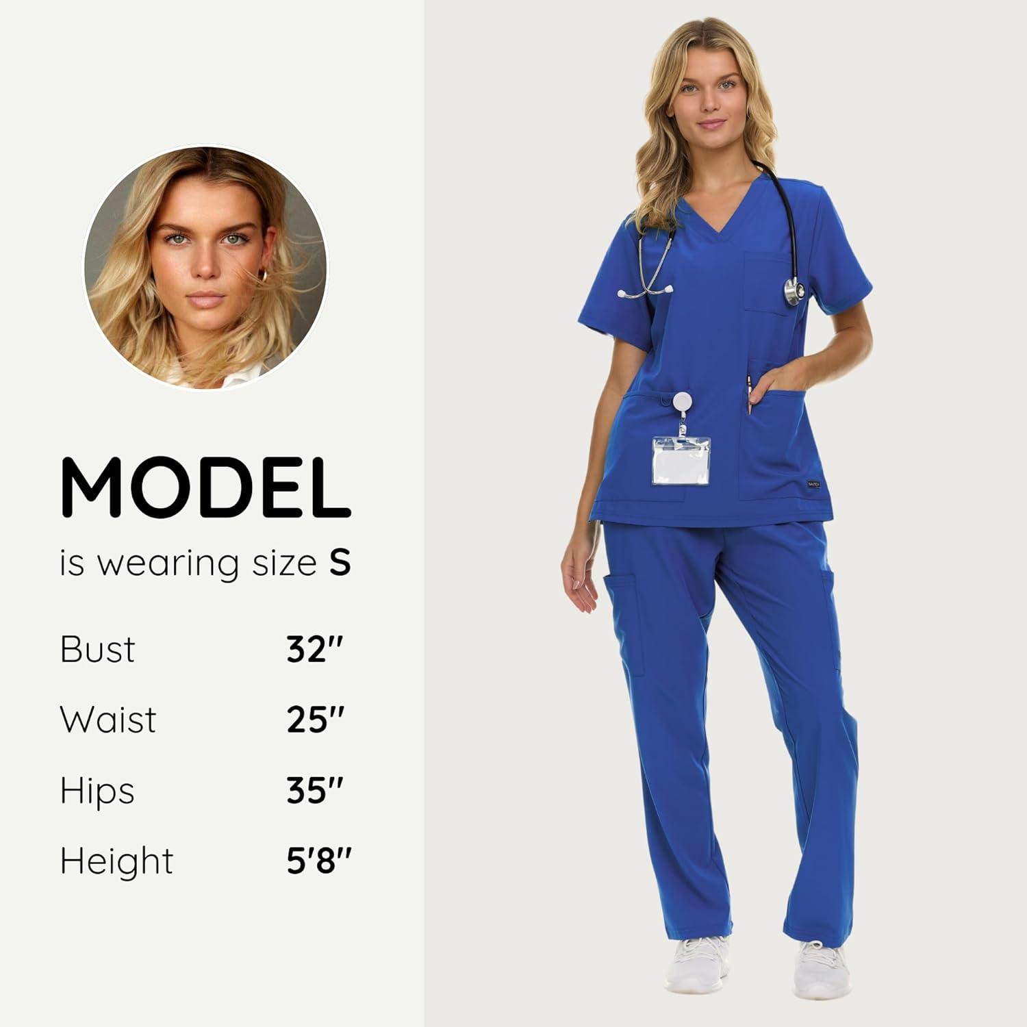 imageNautica Womens Scrub Set 9Pocket Breathable amp Stretchy Pants amp TopsRoyal Blue