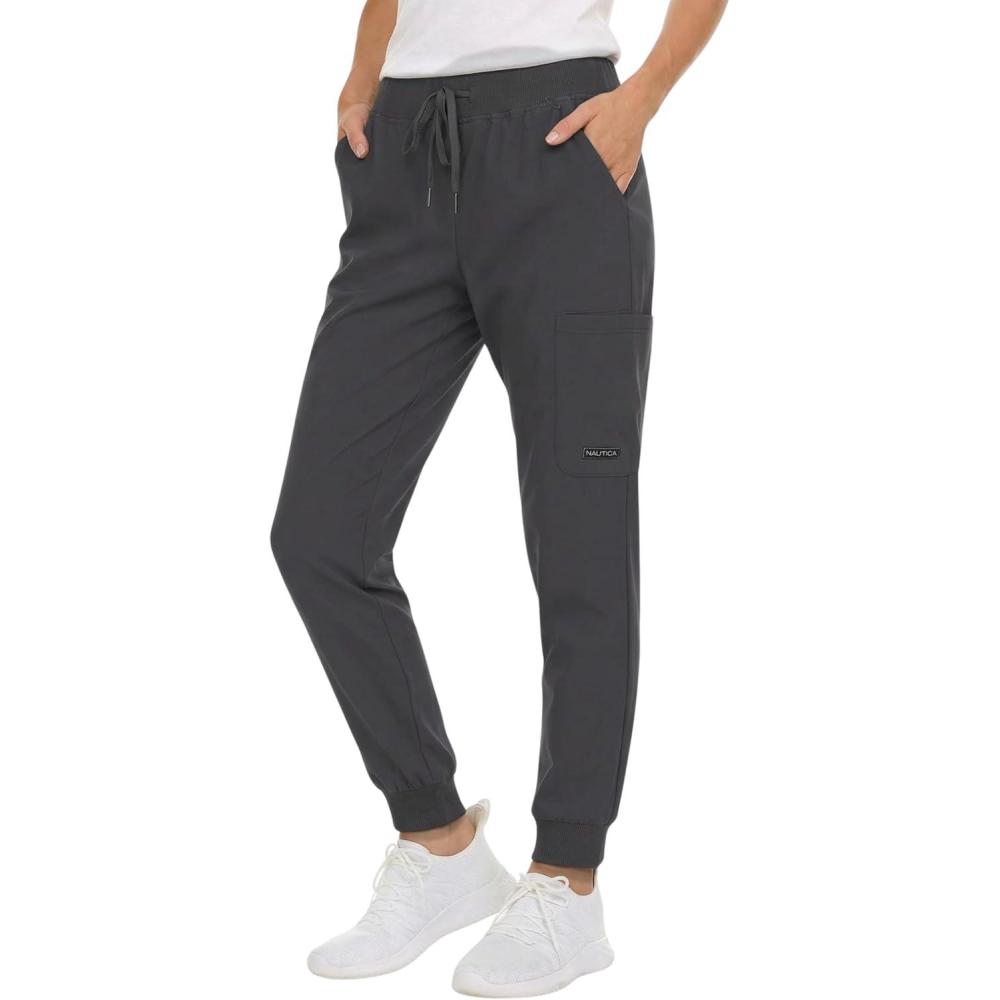 imageNautica Scrub Pants for Women Breathable Drawstring Jogger Scrubs for Women 5 Pocket Stretch Soft Scrub Bottoms for WomanCharcoal