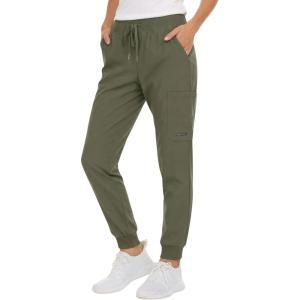 Nautica Scrub Pants for Women, Breathable Drawstring Jogger Scrubs for Women, 5 Pocket Stretch Soft Scrub Bottoms for Woman(Olive)