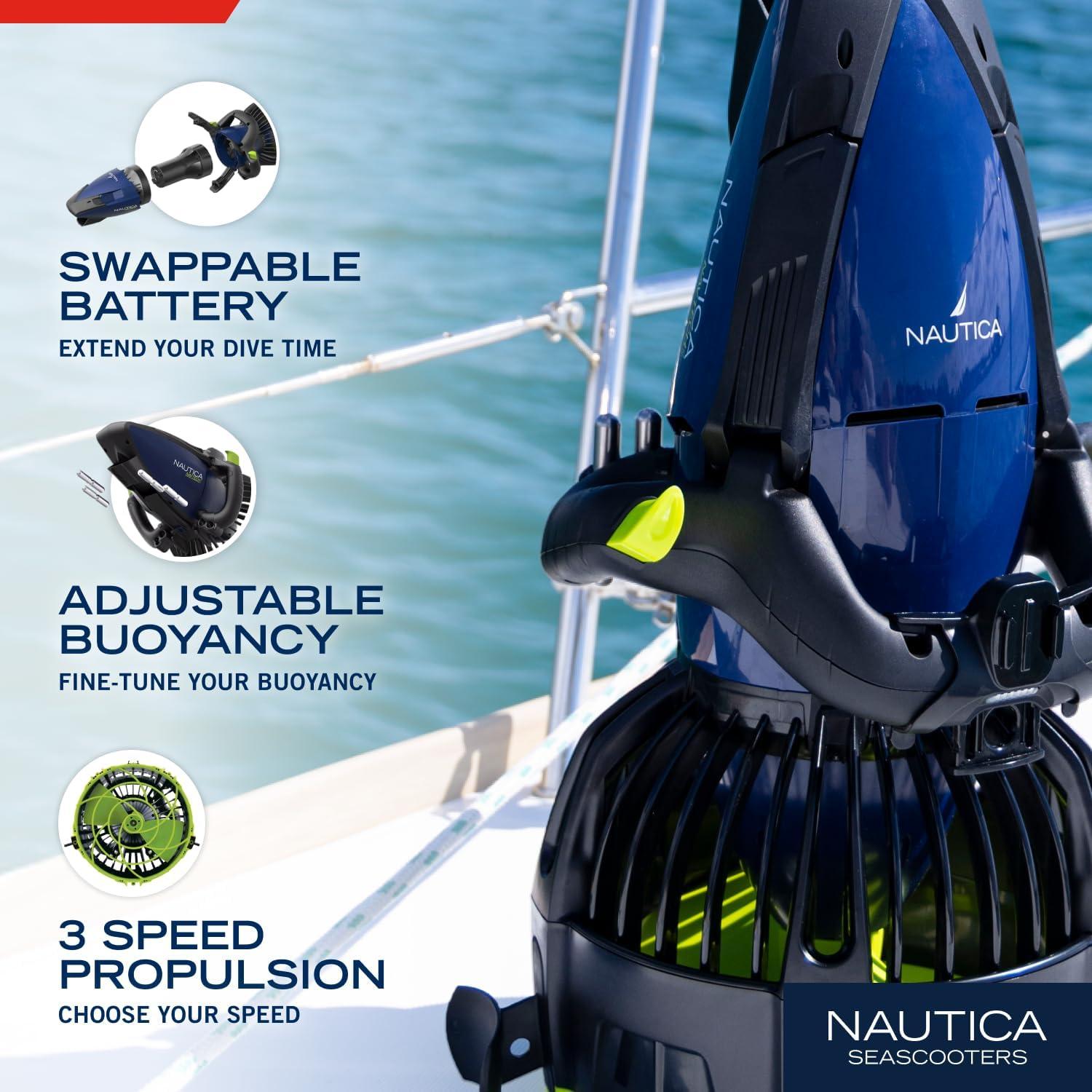imageNautica J Class Underwater seascooter Foldable and Travel Ready for Diving Snorkeling and CruisingNavy