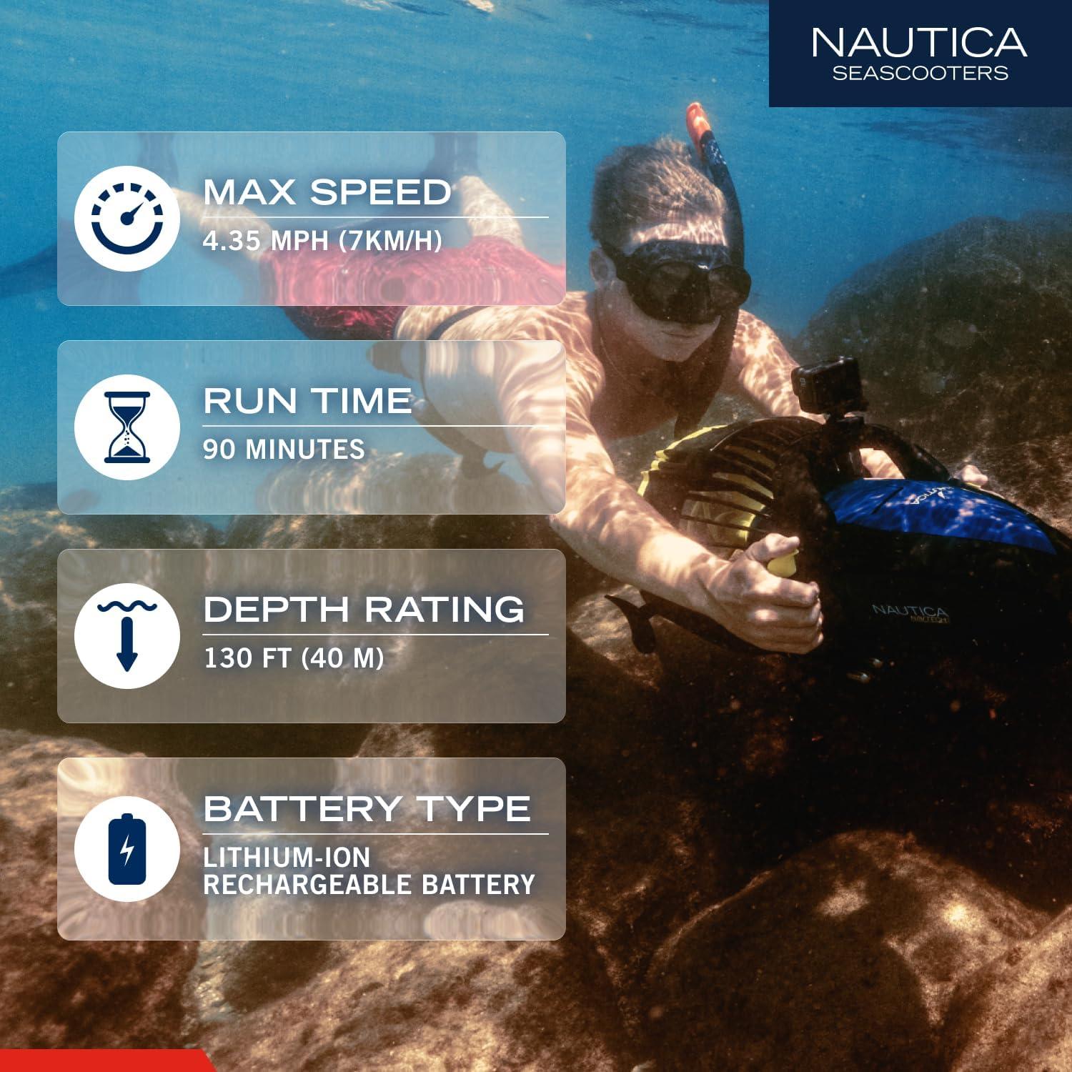 imageNautica J Class Underwater seascooter Foldable and Travel Ready for Diving Snorkeling and CruisingNavy
