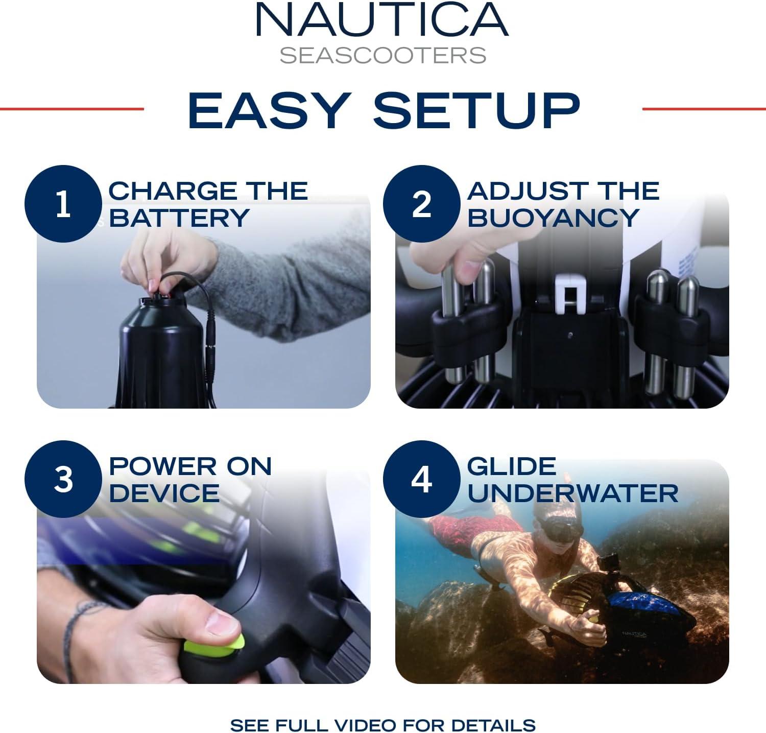 imageNautica J Class Underwater seascooter Foldable and Travel Ready for Diving Snorkeling and CruisingNavy
