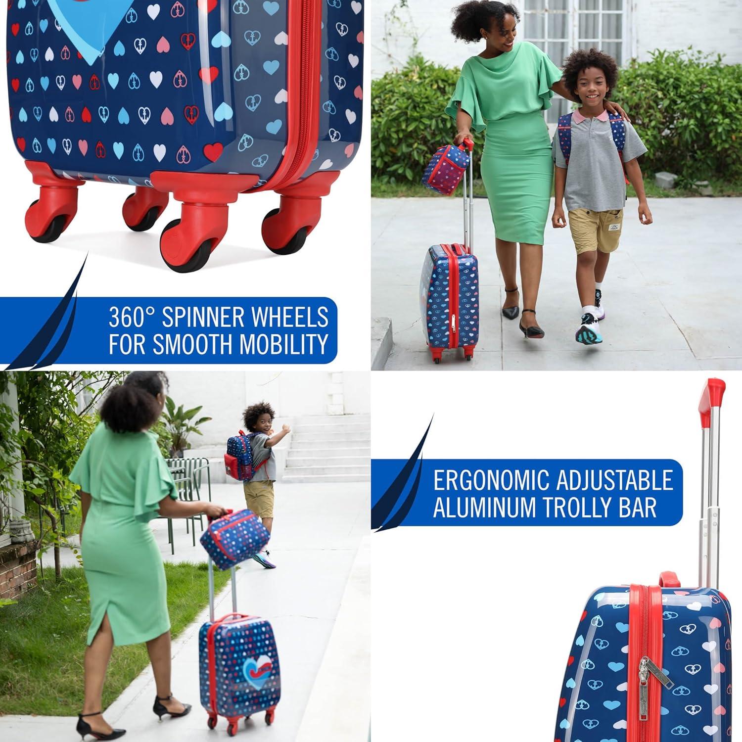 imageNautica Kids 18 Hardside Carryon Suitcase with Spinner Wheels Shark AttackNautica Peace 5pc School Set
