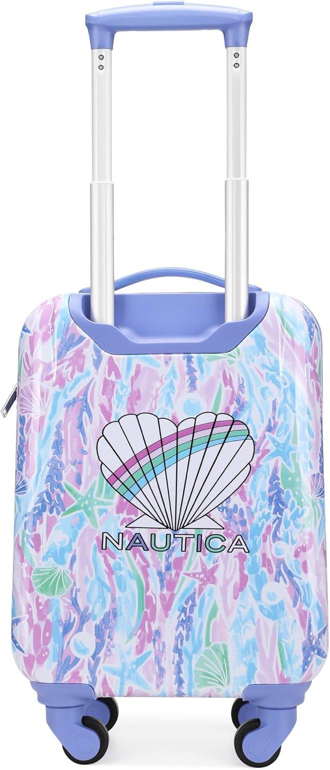 imageNautica Kids 18 Hardside Carryon Suitcase with Spinner Wheels Shark AttackPastel Shell