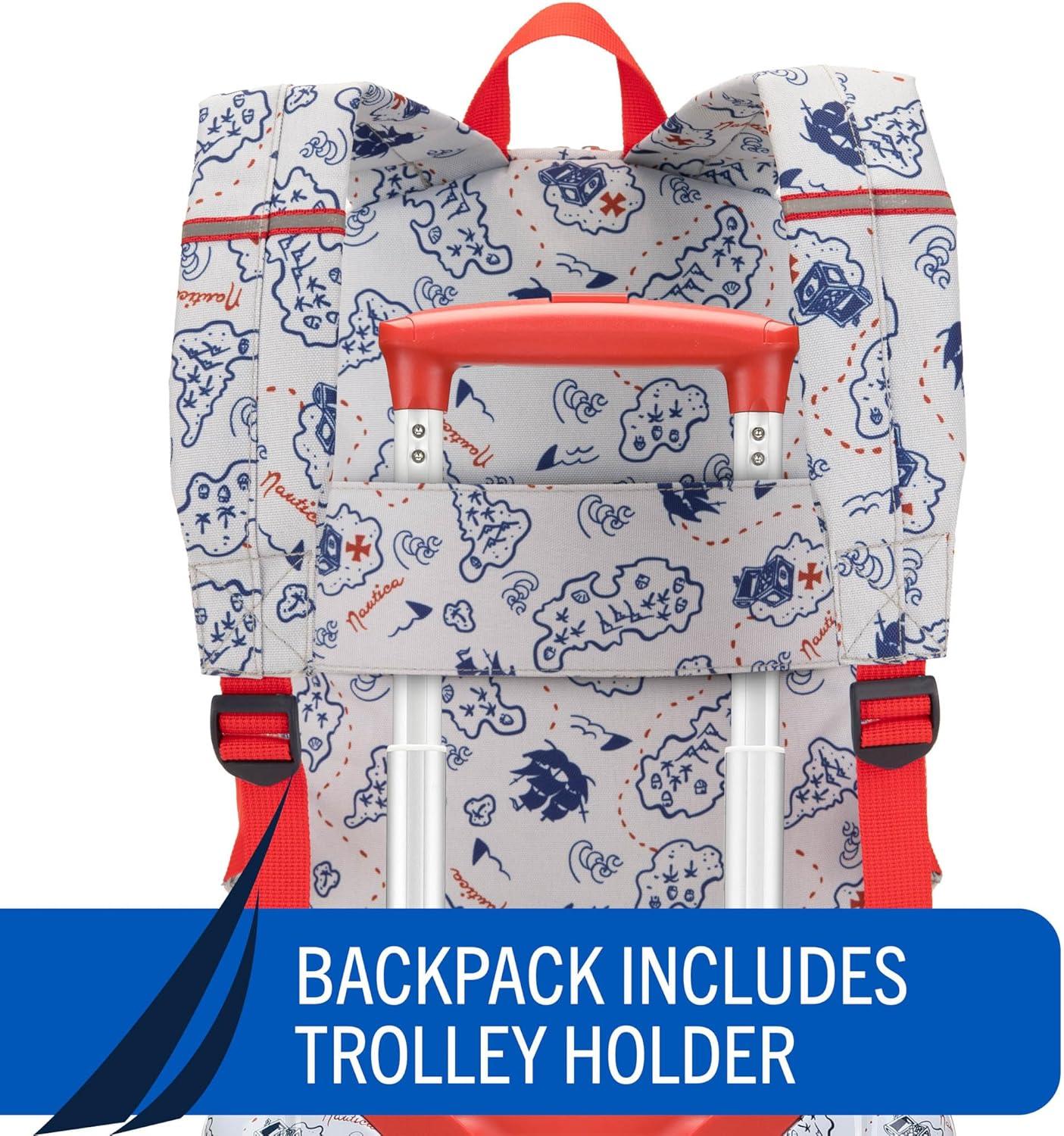 imageNautica Kids 18 Hardside Carryon Suitcase with Spinner Wheels Shark AttackPirate Ahoy 5pc School Set