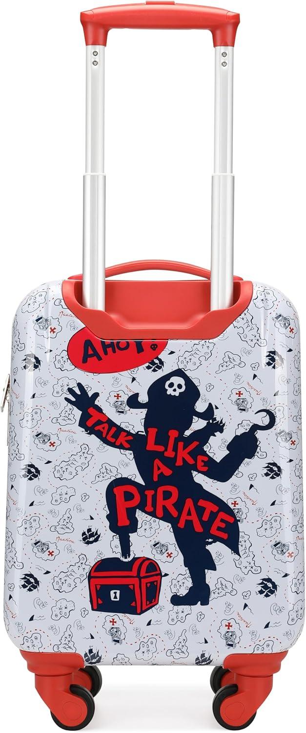 imageNautica Kids 18 Hardside Carryon Suitcase with Spinner Wheels Shark AttackPirate Ahoy