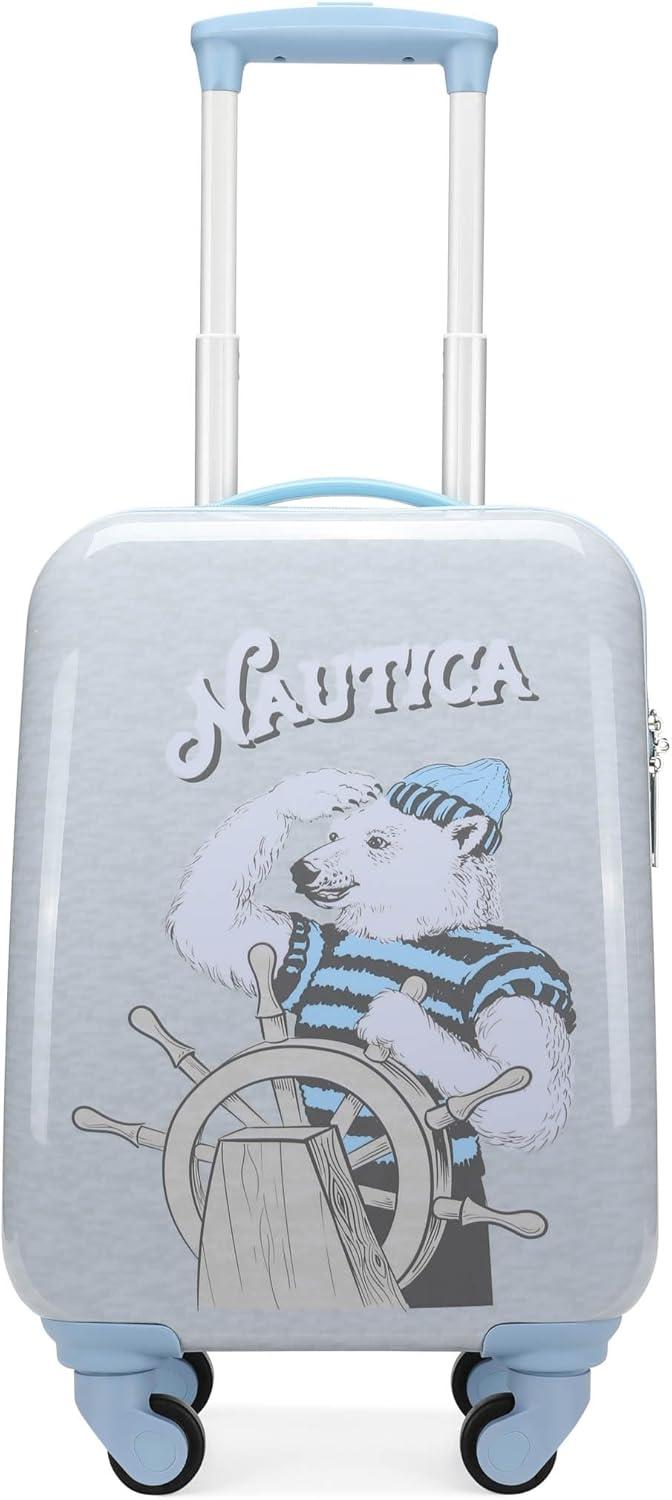 imageNautica Kids 18 Hardside Carryon Suitcase with Spinner Wheels Shark AttackPolar Voyage