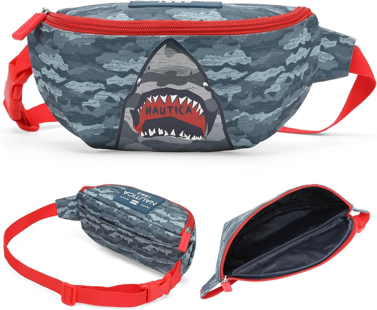 imageNautica Kids 18 Hardside Carryon Suitcase with Spinner Wheels Shark AttackShark Attack 5pc Travel Set