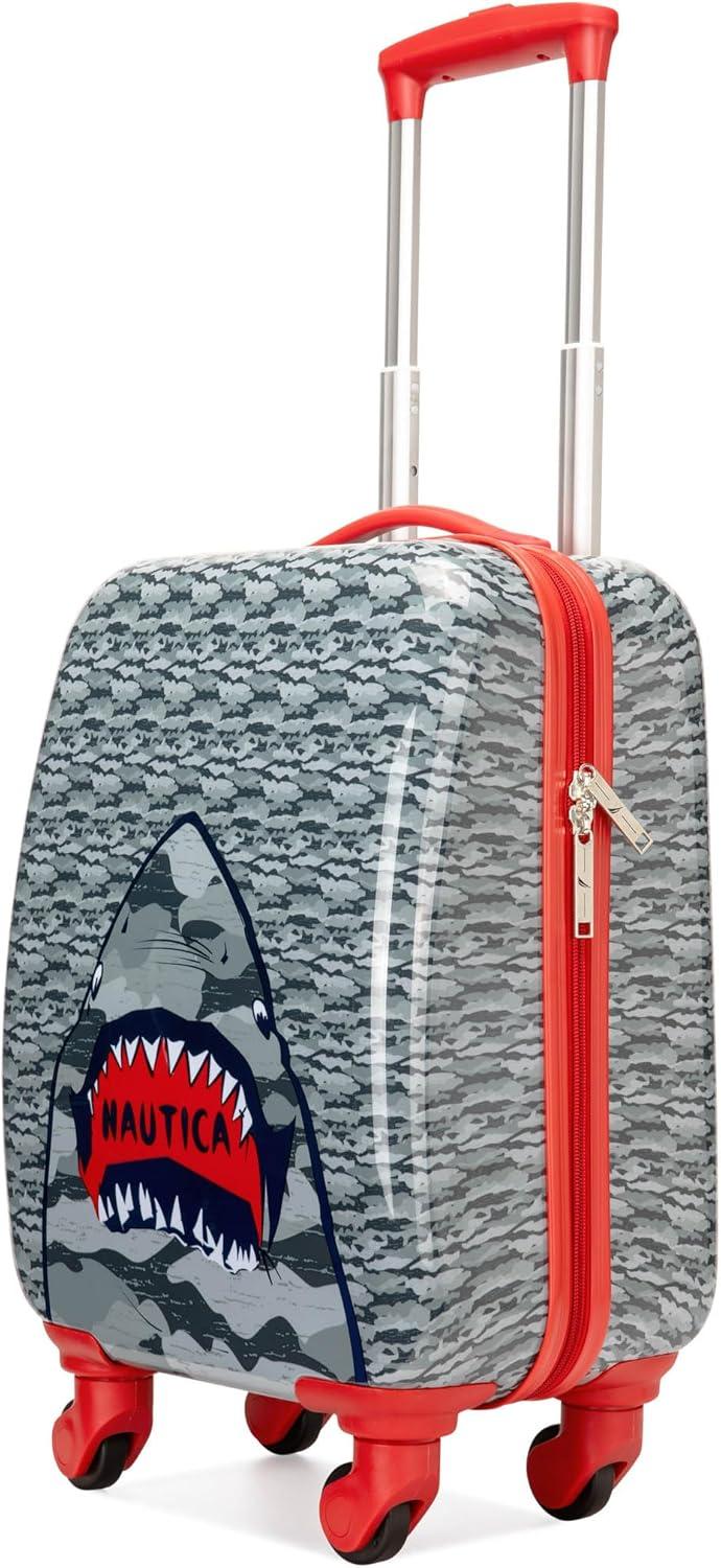 imageNautica Kids 18 Hardside Carryon Suitcase with Spinner Wheels Shark AttackShark Attack