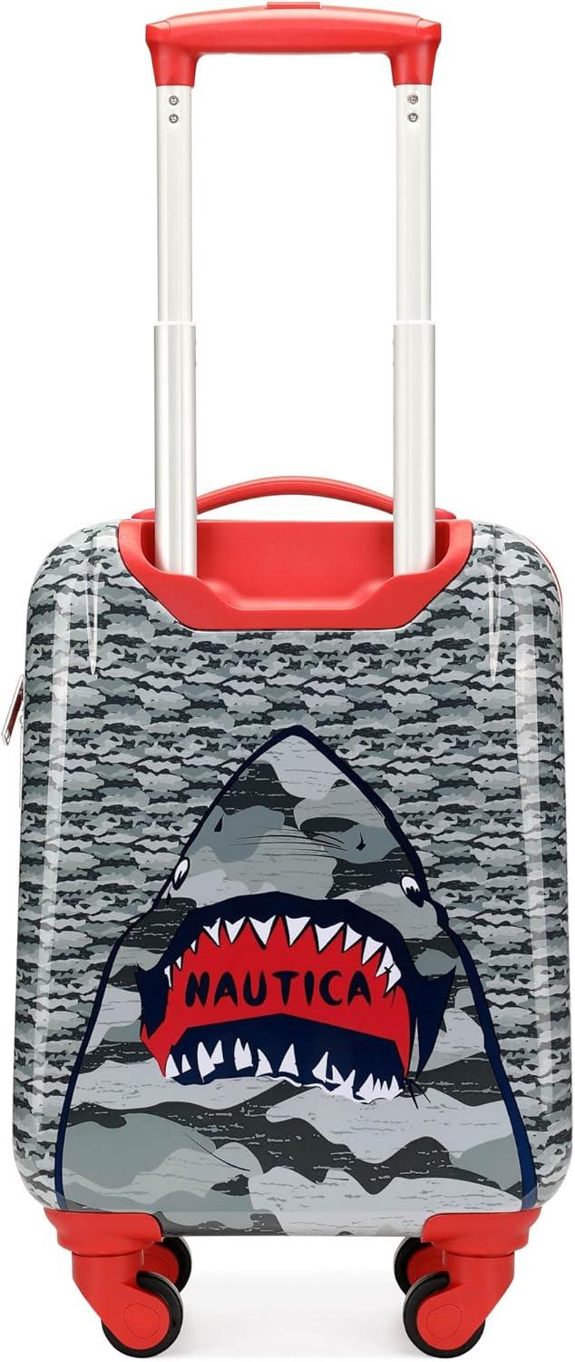 imageNautica Kids 18 Hardside Carryon Suitcase with Spinner Wheels Shark AttackShark Attack