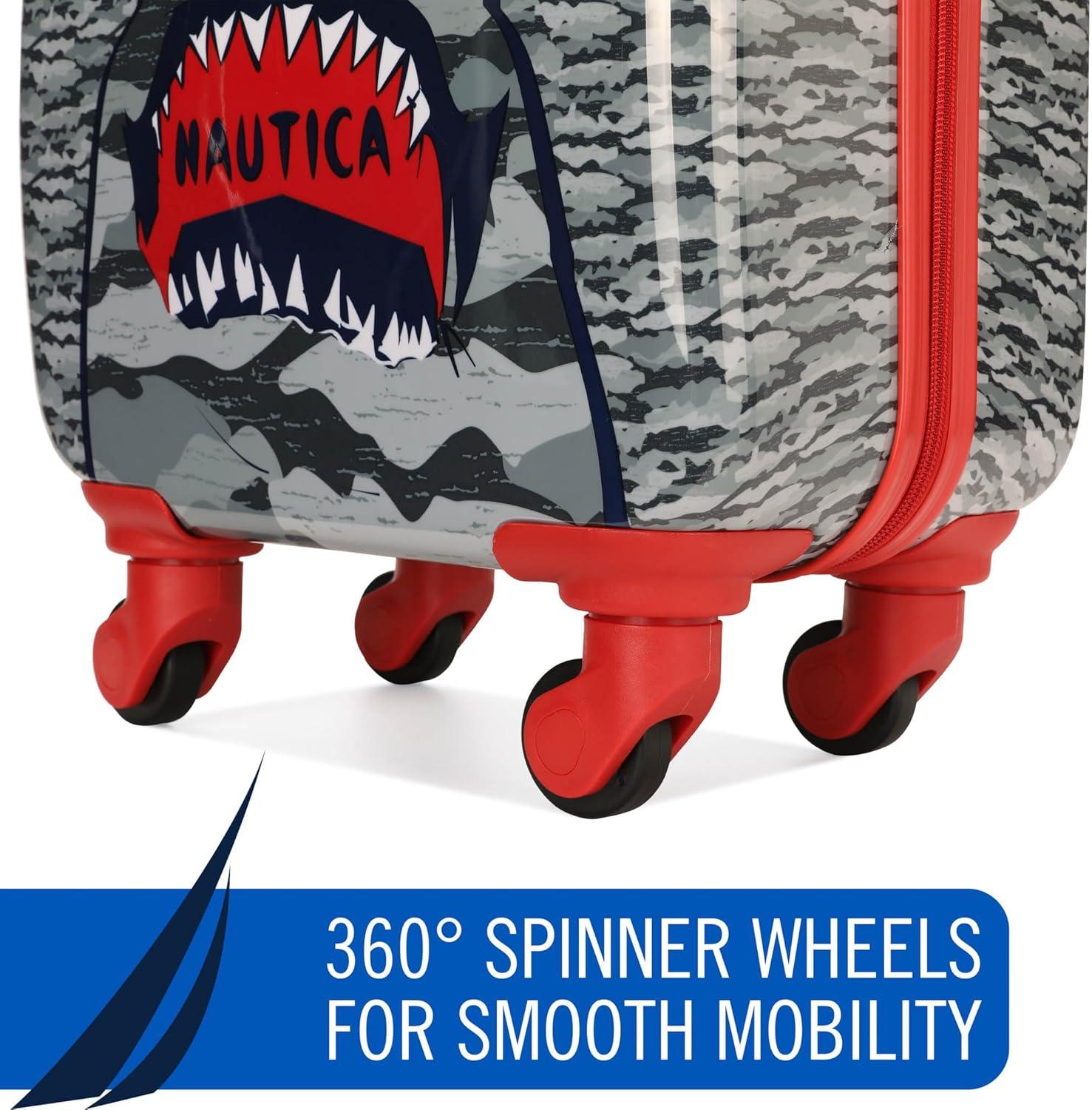 imageNautica Kids 18 Hardside Carryon Suitcase with Spinner Wheels Shark AttackShark Attack