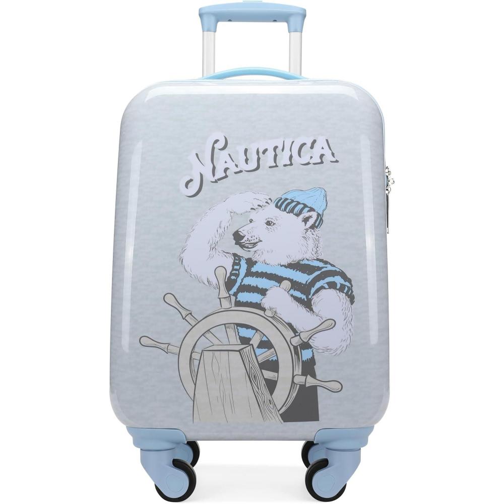 imageNautica Kids 18 Hardside Carryon Suitcase with Spinner Wheels Shark AttackPolar Voyage