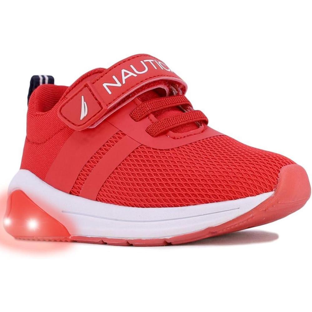 imageNautica Kids LightUp Flashing Sneaker Athletic Running Shoes with Strap Fashionable and Fun for Boys and Girls Available in Toddler and Little Kid SizesBuoy Lightsred
