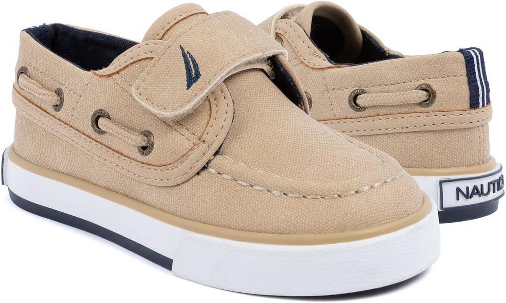 imageNautica Boys Toddler Boat Shoe HookandLoop Loafers for Kids Classic Casual Dress School Shoes ToddlerLittle Kid SizesSand Navy