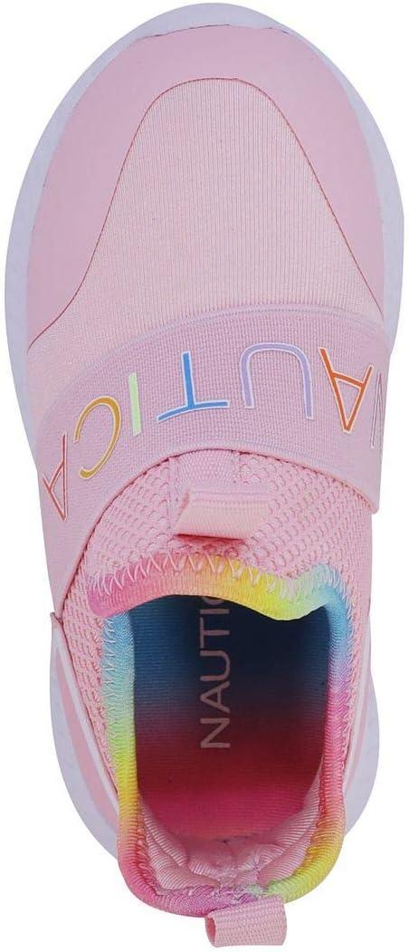 imageNautica Girls SlipOn Sneaker Athletic Running Kids Shoe for Walking Running Tennis and Sports ToddlerLittle KidAlois Peony Rainbow