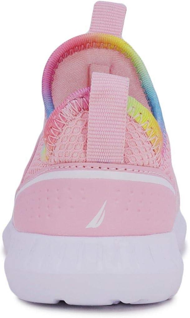 imageNautica Girls SlipOn Sneaker Athletic Running Kids Shoe for Walking Running Tennis and Sports ToddlerLittle KidAlois Peony Rainbow