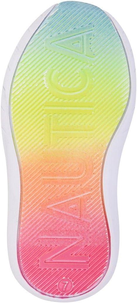 imageNautica Girls SlipOn Sneaker Athletic Running Kids Shoe for Walking Running Tennis and Sports ToddlerLittle KidNeon Rainbow